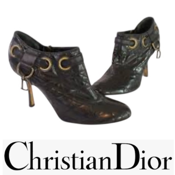 Dior Shoes - Dior Cannage Black Leather Ankle Booties 38